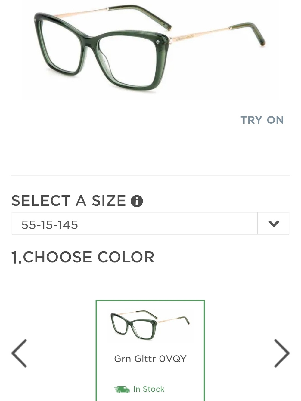 Carolina Herrera Green Glitter Square Frame Glasses
